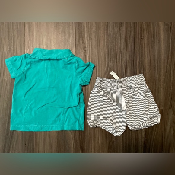 Carter's Teal and Gray Stripe Turtle Matching Set size 3/6M - Picture 2 of 5